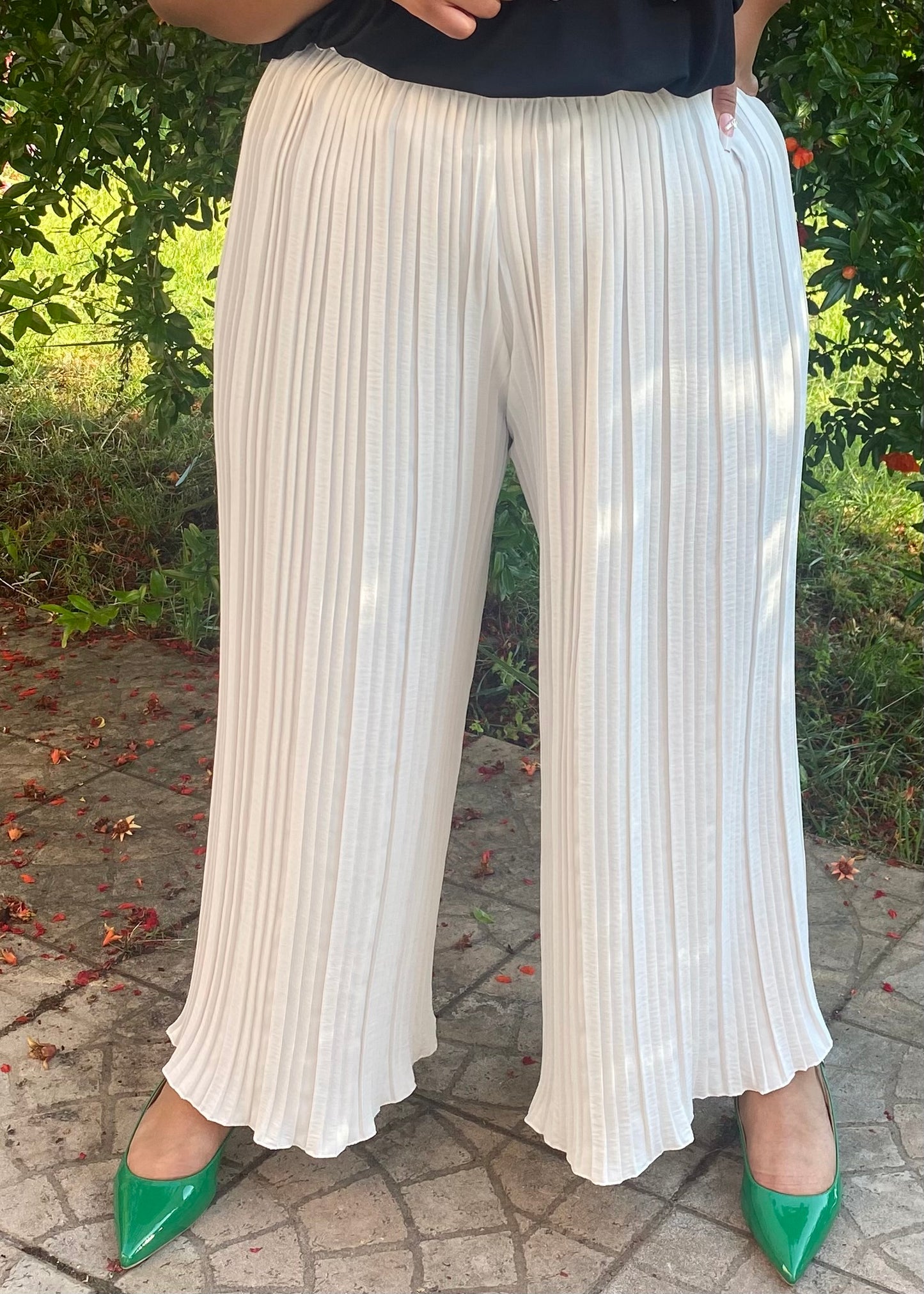 Maeva - Pantalon plissé Blanc